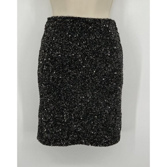All Saints Elise Hand Embellished Sequin Black Skirt Size 4 Glam Partywear - Picture 2 of 4